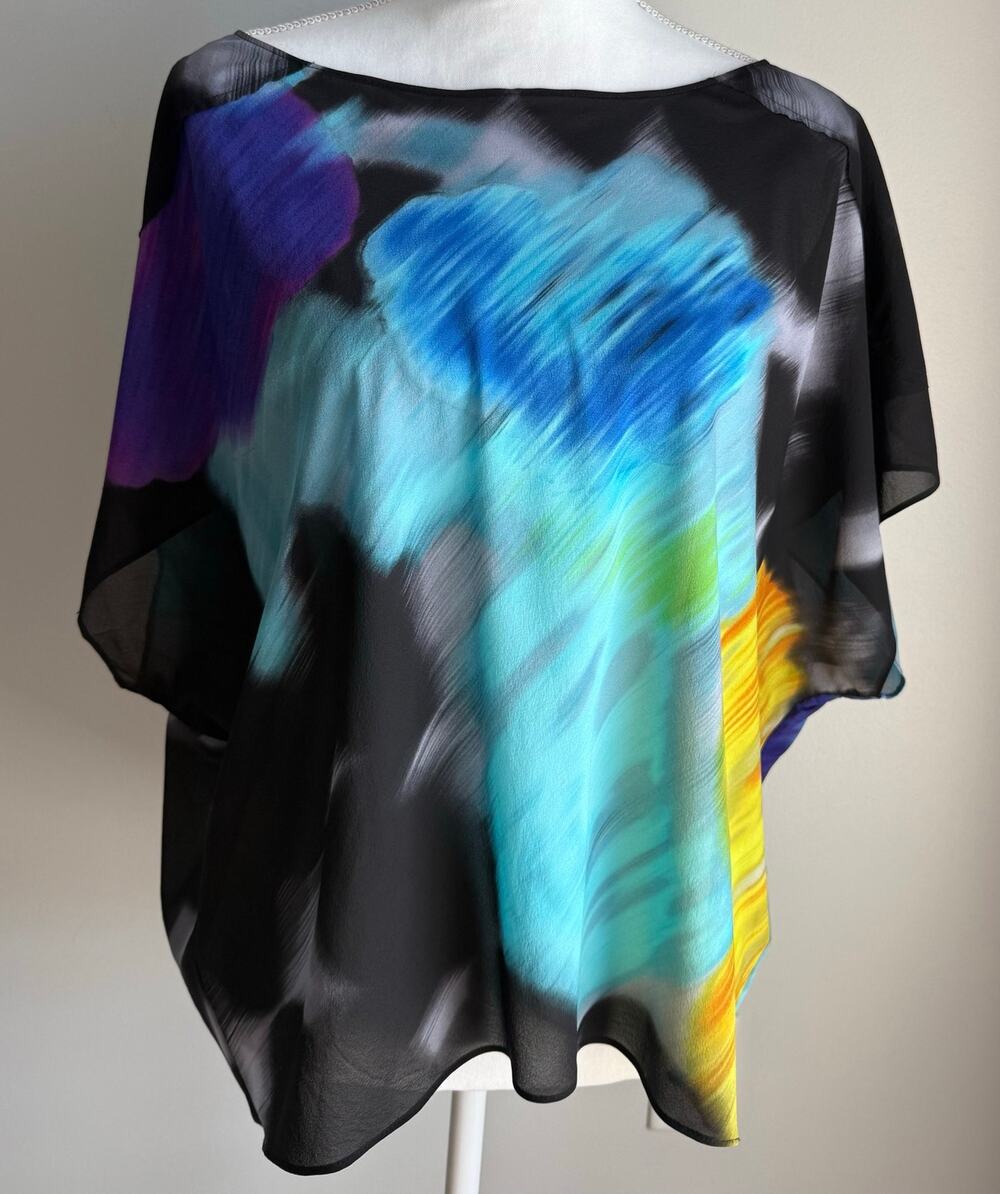 Alice + Olivia Silk Multicolored Quiet Luxury Slouchy Blouse Top Size Small